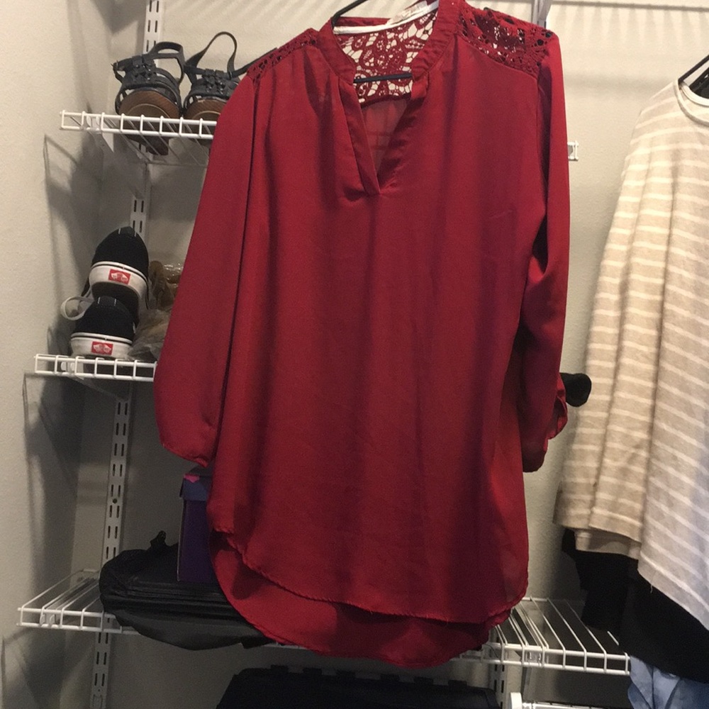 Red Blouse w/Lace Back